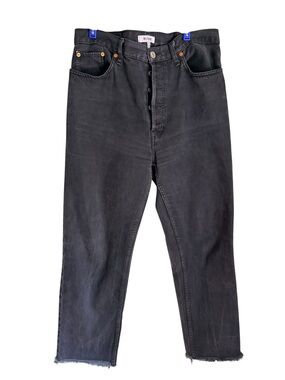 Re/done Jeans 70s High Rise Stove Pipe Black Women’s Ankle Crop Size 31